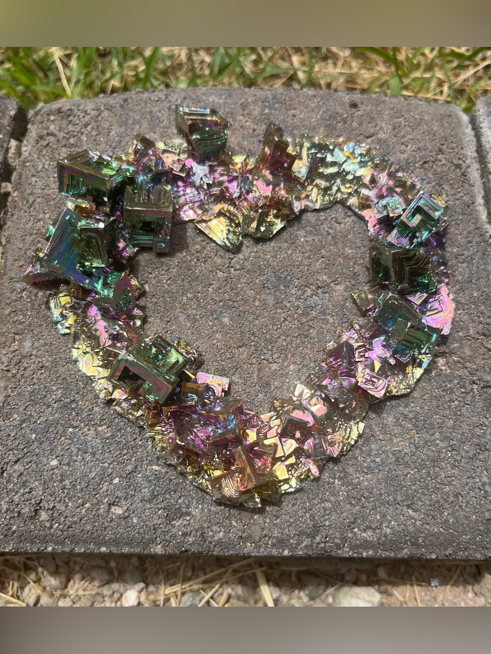❤️ Rainbow Bismuth Heart Crystal – Large Display Specimen